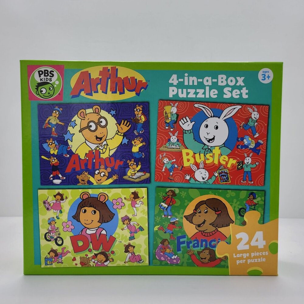 Cra-Z-Art PBS Kids Arthur 4-In-A-Box Puzzle Set 24 Large Pieces Per Puzzles NIB
